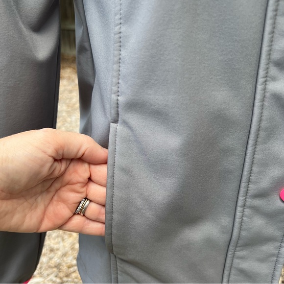 Cat and Jack Grey Pink Hooded Rain Coat - Picture 4 of 11